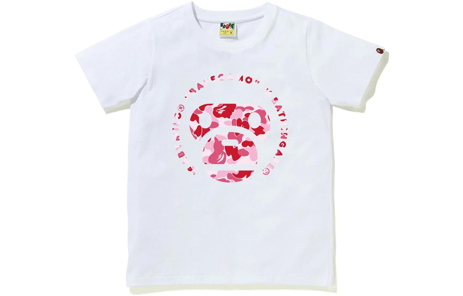 Bape Women'ss Abc Camo Milo Head Tee Grey Pink