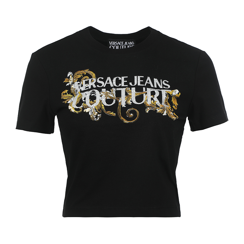 Женская футболка Versace VERSACE JEANS COUTURE logo SS25 T (черная)