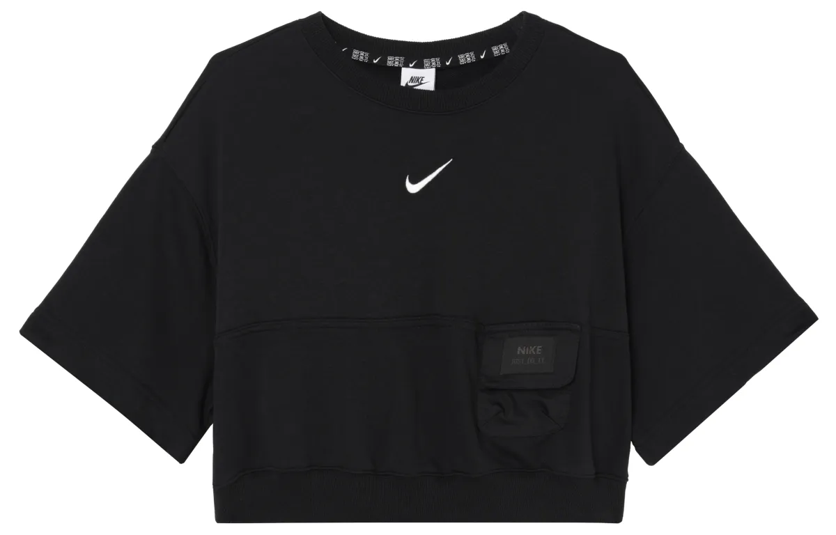 Nike Crop Tops Women's Black Crew Neck Moderate