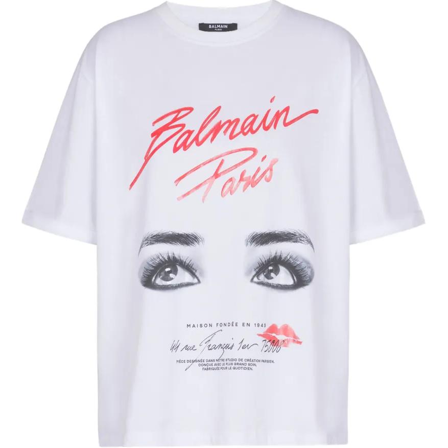 Женская футболка BALMAIN Eyes (белая)