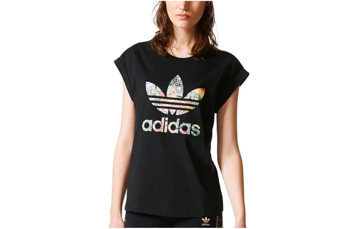 Adidas Originals T-Shirts Women's Black Crew Neck Moderate Straight Fit