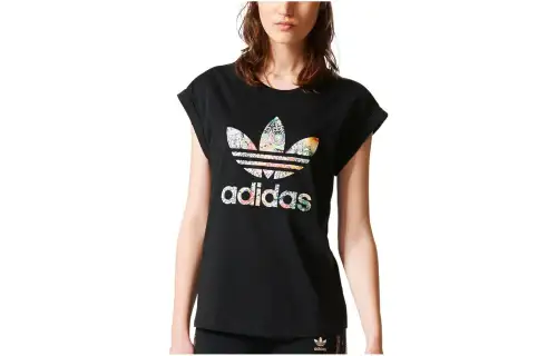 Adidas Originals T Shirts Women's Black Crew Neck Moderate Straight Fit