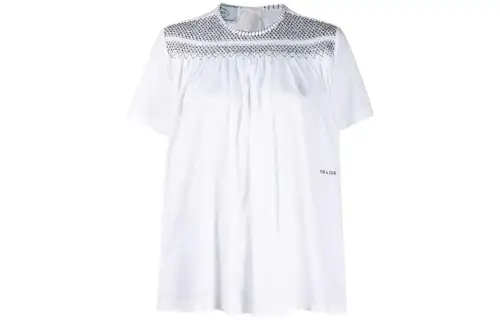 PRADA T Shirts Women's White Crew Neck Moderate Straight Fit