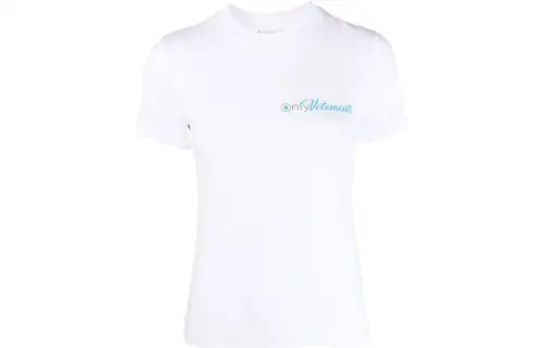 Vetements T Shirts Women's White Crew Neck Moderate Straight Fit