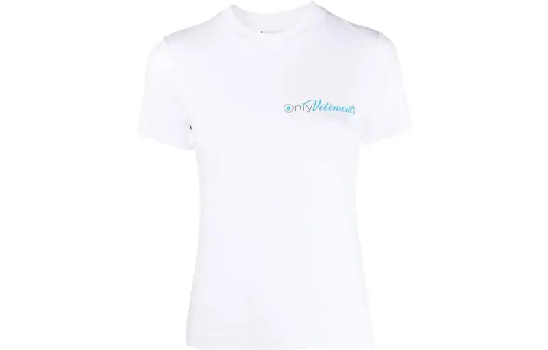 Vetements T Shirts Women's White Crew Neck Moderate Straight Fit