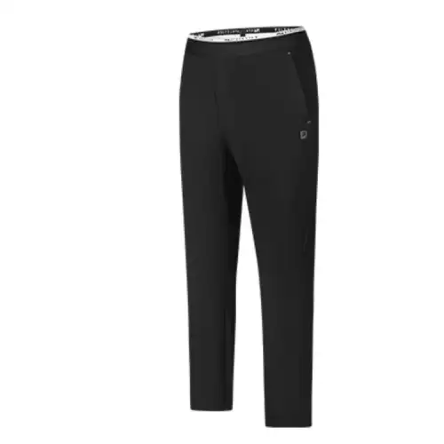 FILA Fitness Minimalist Style Brand Logo Fitness Comfortable Thermal Fleece Lined Woven Sports Pants Men's Pitch Black