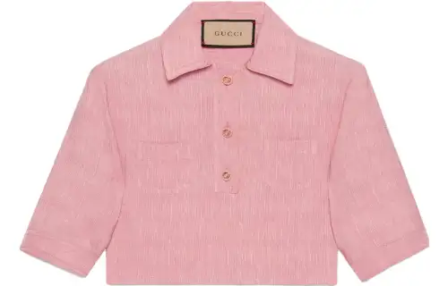 GUCCI Crop Tops Women's Pink Pointed Collar Moderate