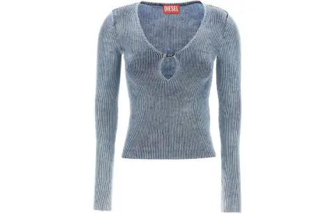 DIESEL M Teri Logo Plaque Cut Out Ribbed Top