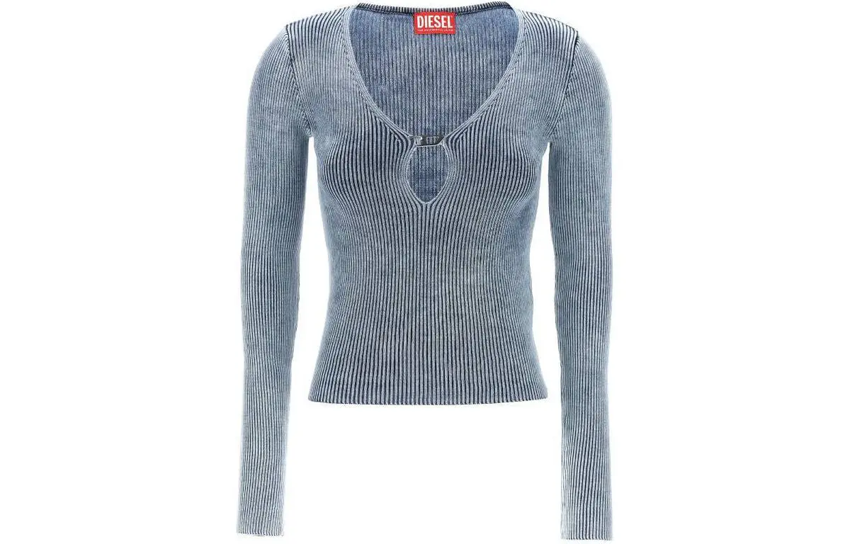 DIESEL M Teri Logo Plaque Cut Out Ribbed Top