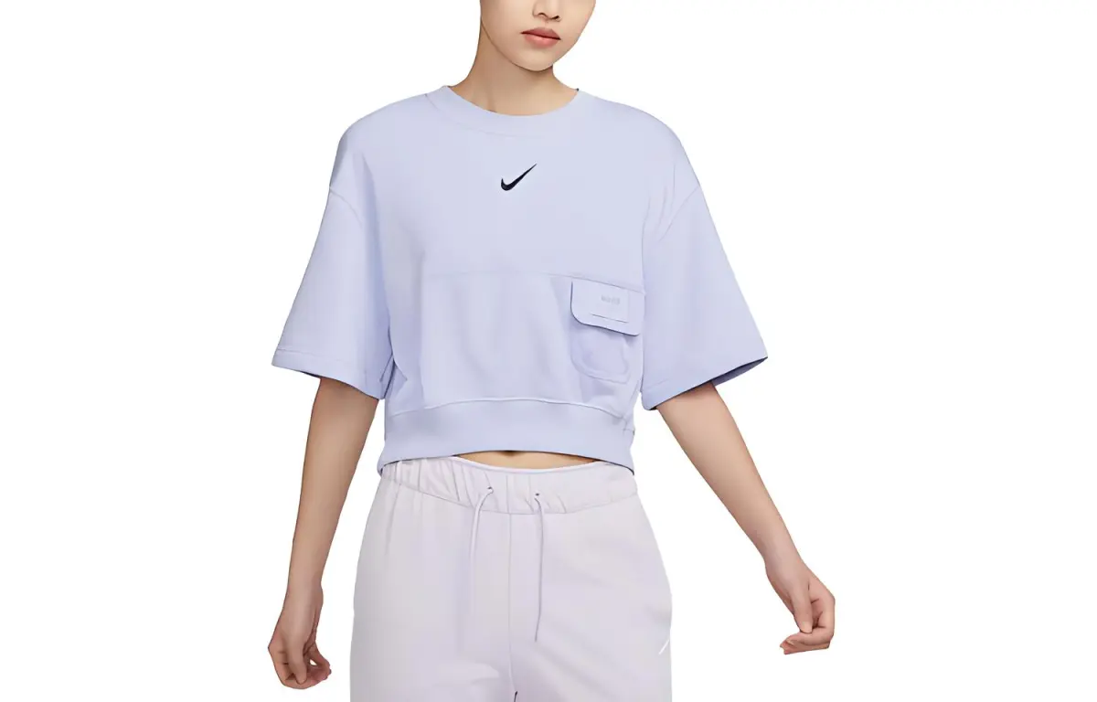 Nike Crop Tops Women's Oxygen Purple Crew Neck Moderate