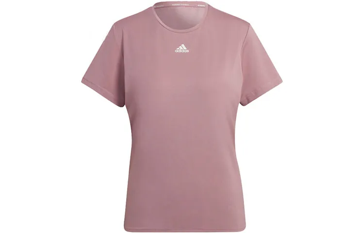 Adidas T-Shirts Women's Purple Pink Crew Neck Moderate Straight Fit