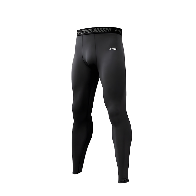 Li Ning Letter Mid Rise Breathable Versatile Fleece Lined Thermal Tight Fit Sports Pants Men’s Black