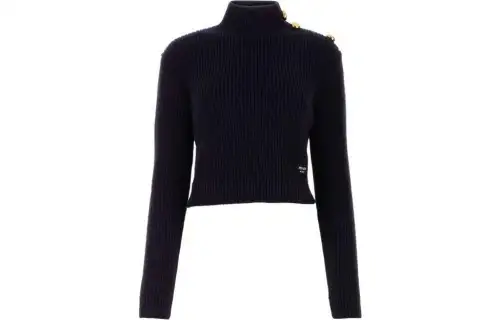 PRADA Sweaters Women's Marine Blue Crew Neck Moderate Other