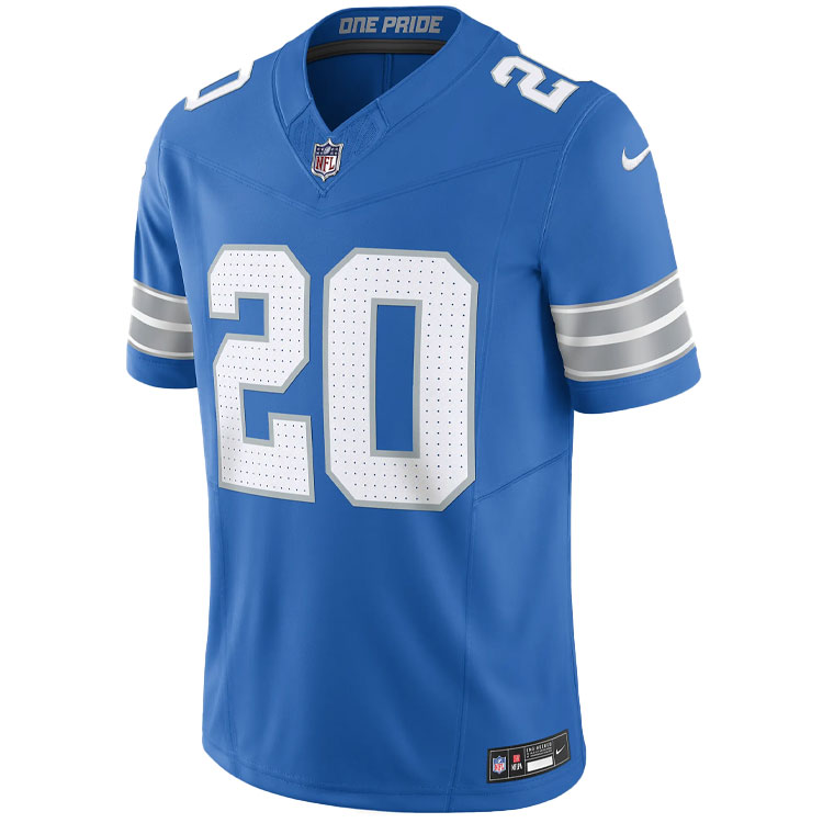 Nike Dri-FIT NFL Limited Football Jersey Reflective Stripes Colorblock Printed Letters V-Neck Short Sleeve Football Jersey Barry Sanders Detroit Lions Unisex Blue