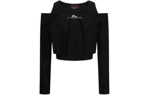 EVISU T Shirts Women's Black Crew Neck Moderate Other