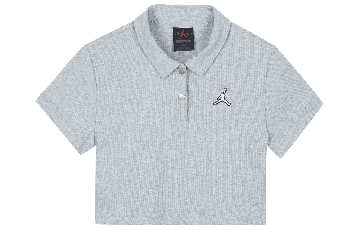 Jordan Crop Tops Women's Light Gray Lapel Moderate