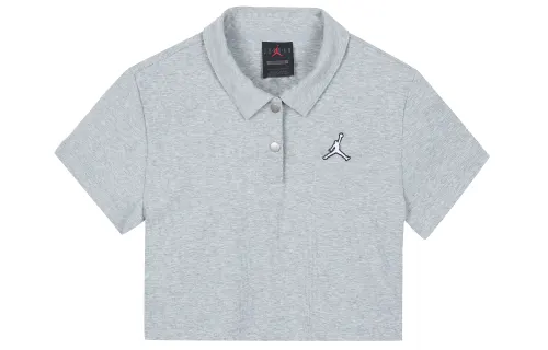 Jordan Crop Tops Women's Light Gray Lapel Moderate