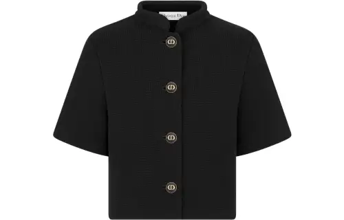 DIOR Crop Tops Women's Black Stand Collar Moderate