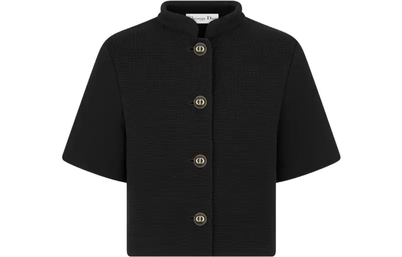 DIOR Crop Tops Women's Black Stand Collar Moderate
