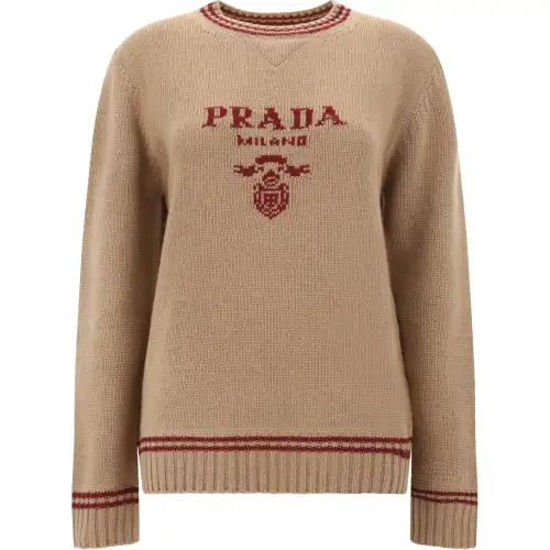 PRADA Intarsia Knitted logo Cashmere Jumper
