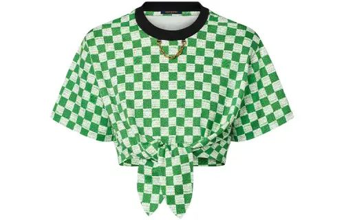 LOUIS VUITTON New Quarterly Products Of LV T Shirts Women's Green Crew Neck