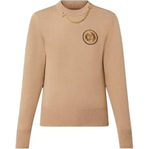 Lv Chain Detail Patch Sweater