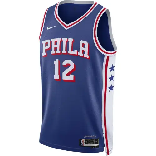 Nike NBA Joel Embiid Philadelphia 76ers 2023/24 Season Icon Printed Moisture-wicking Sleeveless Basketball Vest Men's Blue Gray