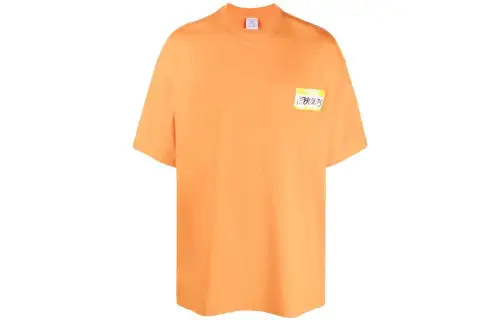 Vetements T Shirts Women's Orange Crew Neck Moderate Straight Fit
