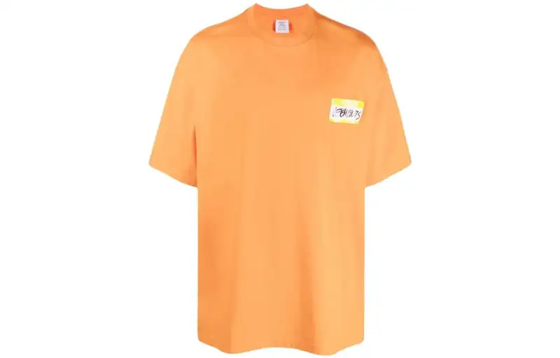 Vetements T Shirts Women's Orange Crew Neck Moderate Straight Fit