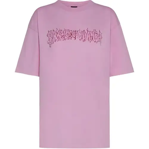 Balenciaga Drop Shoulder Sleeve T Shirt Women's Pink