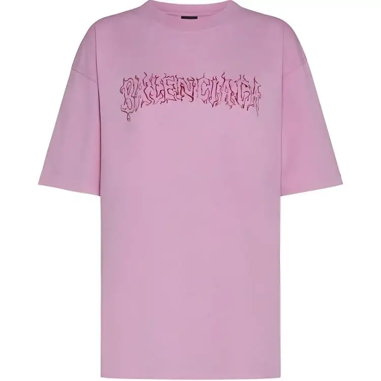 Balenciaga Drop Shoulder Sleeve T Shirt Women's Pink