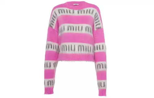 MIU MIU Sweaters Women's Red Crew Neck Moderate Base Layer
