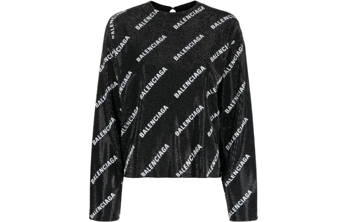 【Replicated_PM】logo-pattern crystal-embellished jumper
