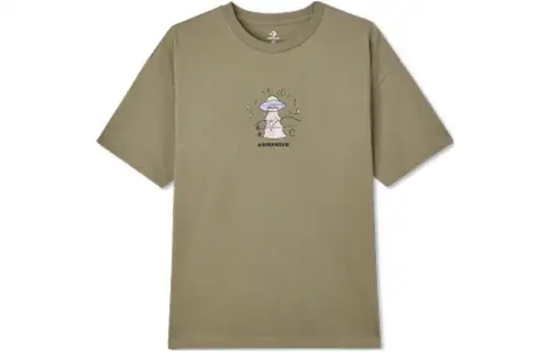 Converse T Shirts Women's Brown Crew Neck Moderate Straight Fit