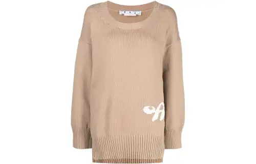OFF-WHITE intarsia-logo ribbed jumper