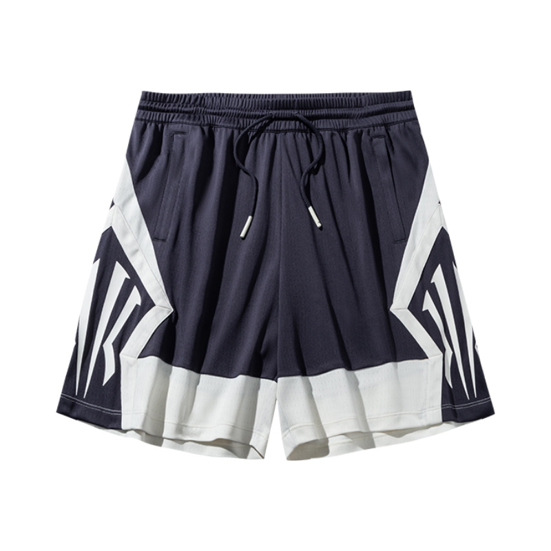 Anta Anta Kyrie Irving series color-blocked mid-waist lace-up comfortable and versatile breathable straight basketball pants for men and women, plum purple/beige