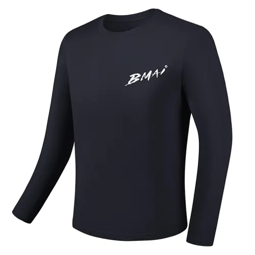 BMAI Quick dry comfortable sports long-sleeve with a round collar for training for gym, absorbs sweat and smell, for running