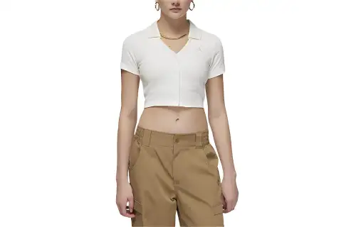 Jordan T Shirts Women's White V Neck Moderate Straight Fit