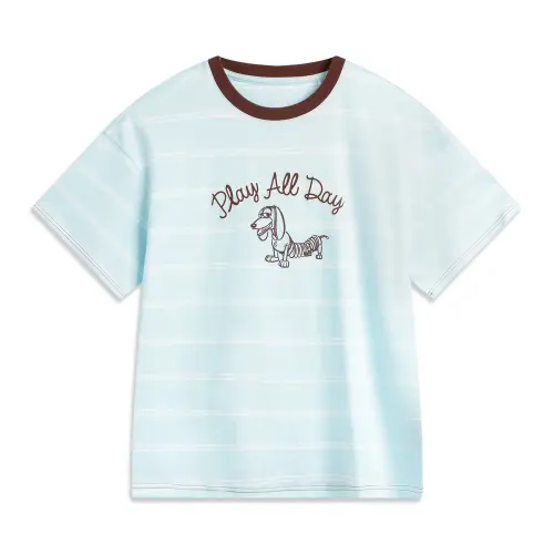 Li Ning x Disney T Shirt Women's Light Sky Blue/Standard White