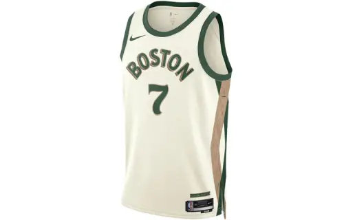 Nike Dri-Fit NBA Alphanumeric Print Color-blocking Basketball Vest SW Fan Edition 2023/24 Season Boston Celtics Jaylen Brown No. 7 Men's Beige