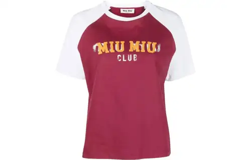 MIU MIU SS22 Raglan Sleeve T Shirt Women's Red
