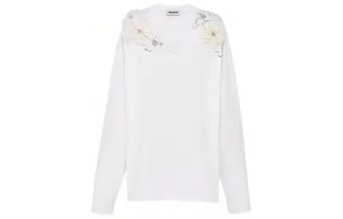 MIU MIU T Shirts Women's White Crew Neck Moderate