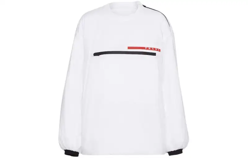 PRADA Logo Zip Sweater 'White'