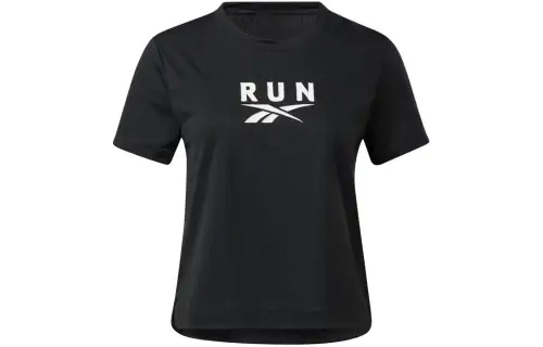Reebok CYCLED Collection Wor Run Sw Graphic Tee T Shirt Women's Black