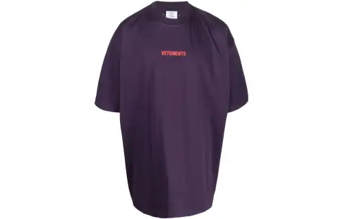 Vetements T Shirts Women's Purple Crew Neck Moderate Straight Fit