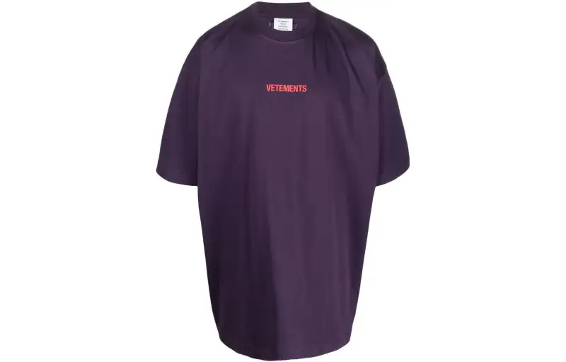 Vetements T Shirts Women's Purple Crew Neck Moderate Straight Fit