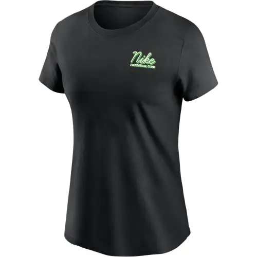 Nike T Shirts Women's Black Crew Neck Moderate Straight Fit