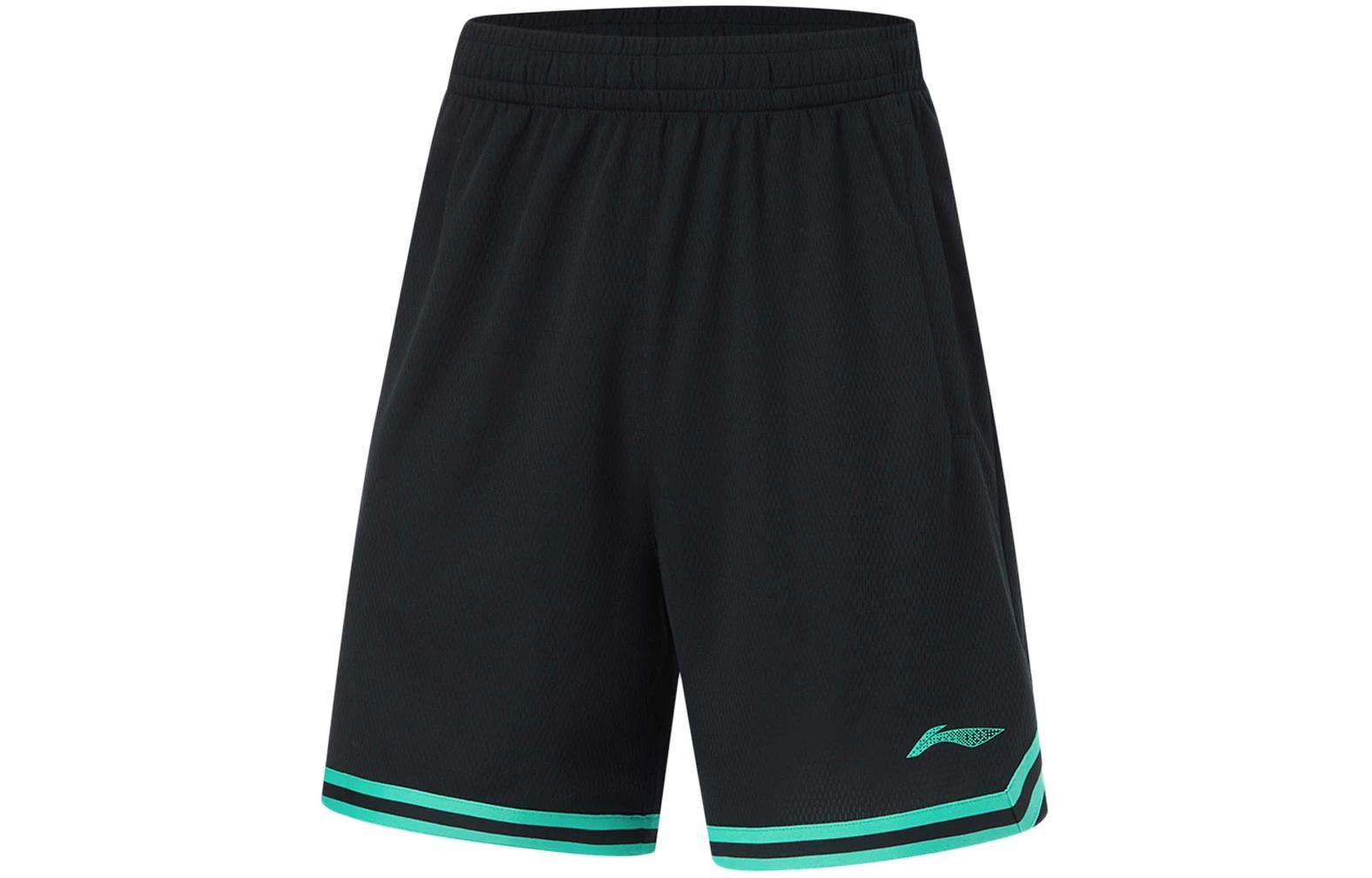 LiNing Li Ning CBA series striped color matching mid-rise straight basketball pants men's black