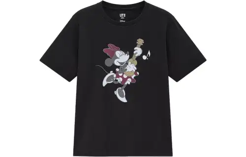 UNIQLO x Disney SS22 Drop Shoulder Sleeve T Shirt Women's Black