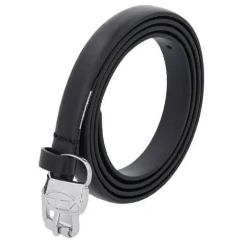 DIESEL Pin Buckle Cow Leather Belts Unisex Black